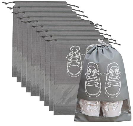 Große Reise Schuhbeutel,10 Stück Wasserabweisend Schuhtasche Staubdicht Schuhsack Stoffbeutel mit Zugband transparentem,Klassenfahrt Must Haves,Travel Aufbewahrungsbeutel Organizer für Reisen Zuhause