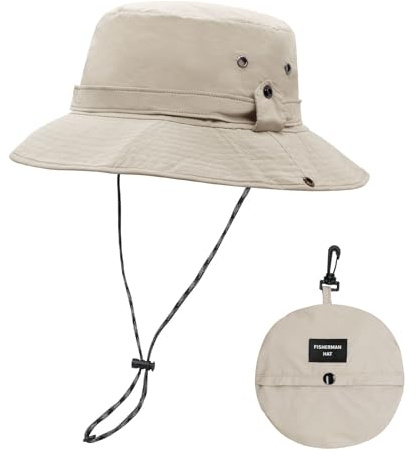 YAMEIZE Cappello da Pescatore Impermeabile UPF50+Corda per - Cappello - per Donna Uomo Cappello con Regolabile Cappello da Pesca Spiaggia Hiking