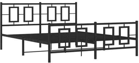 vidaXL Sängram med huvudgavel och fotgavel svart metall 160x200 cm, säng, metallsäng, metall sängram, sängar, metallsängar, metall sängramar, gästsäng