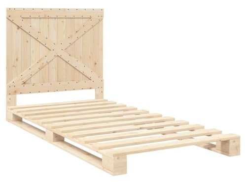 vidaXL Massivholzbett, Holzbett Bett mit Kopfteil, Bettrahmen mit Lattenrost, Palettenbett Einzelbett Schlafzimmerbett, 100x200cm Kiefer