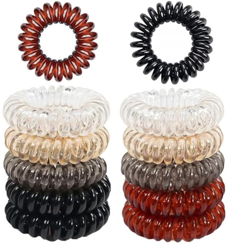 12 Pcs Spiral Hair Ties, MultiColor Hair Elastic Bands, No Crease Phone Cord Hair Bobbles, Plastic Hair Coil Bands, Spiral Ponytail Holder Hair Bands for Women Girls