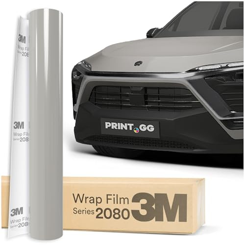 PRINT.GG Auto Folie 3M 2080 Storm Gray Glanz G31, 152 x 30 cm | Selbstklebende Car Wrapping Folie | Robuste Lackschutzfolie für Auto, Motorrad, Boot | Autofolie mit Exzellenter Haftung