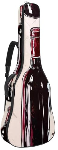 Gitarrentasche, 104 cm, doppelter verstellbarer Schultergurt, Akustikgitarre, Gigbag, Vintage-Stil, Weingläser, Gitarrenkoffer, wasserdicht, Oxford-Stoff, dicker Schwamm, Weingläser im Vintage-Stil,