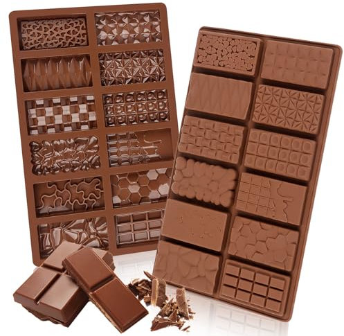2 Stück Silikon Schokoladenform, Silikonform Schokoladentafel, Tiefe Schokoladenform, BPA-frei Antihaftbeschichtung Schokoladentafel Form Silikonform, für Schokolade Praline Süßigkeiten