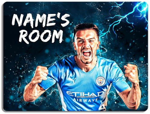 Personalised Grealish Bedroom Door Sign Football Legend Room Name Plaque Children's Boys Manchester Football Player Kids Birthday Gift NLD17