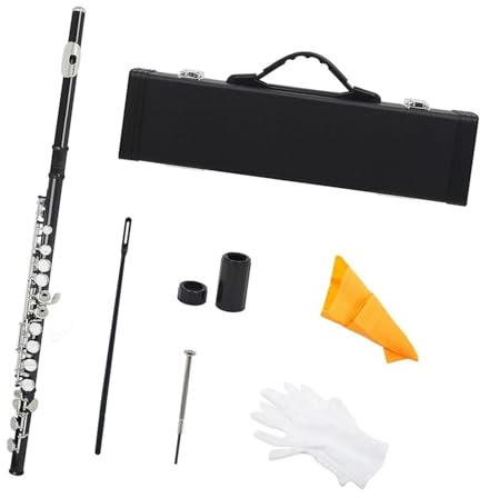 Holzblasinstrumente 16-Loch-Flöte Holzblasinstrument Schwarze C-Taste Messingflöte Mit Box Instrumentenzubehör