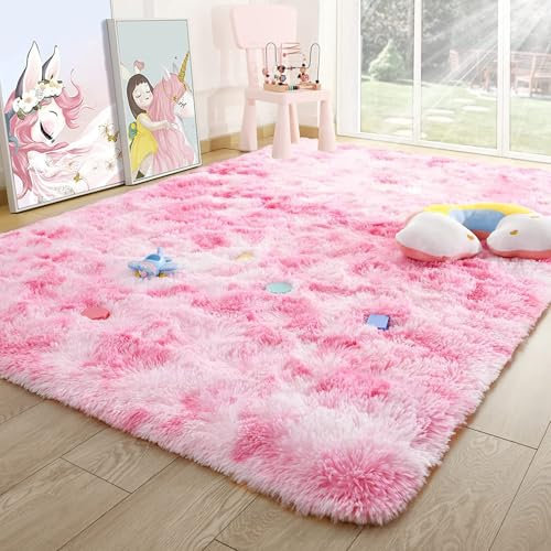XUEDNGM Hochflor Teppich Wohnzimmer 55 x 345 cm Flauschig Fellteppich Soft Area Rug Schlafzimmer Flauschig, Weich, Pflegeleicht, Anti-Rutsch, Waschbar für Wohn Schlafzimmer, Rosa
