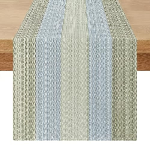 Tischläufer Abwaschbar 40 x 140 Outdoor Tischläufer Modern Leinen Landhausstil Läufer Tisch Frühling Wohnzimmer Tischsets Eukalyptus Grün Tischmatten für Esstisch Party Hochzeit Couchtisch