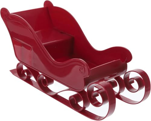 Niltracy Decoración de trineo de Navidad, centro de mesa de trineo navideño, cuenco de bandeja de dulces de Navidad, plato clásico, cesta de trineo (rojo)