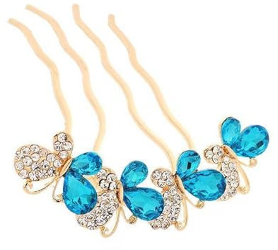 Haarkämme Strass Haarnadel Haarkamm Kopfschmuck Temperament Plug Kamm Haarschmuck(Blau)