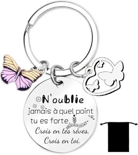 YZLPLP Cadeau De Courage Porte Cle Femme Cadeau Amie Cadeaux De Motivation Femme Cadeaux D'encouragement Cadeaux Persévérance Porte-clés Inspirant Anniversaire (1)