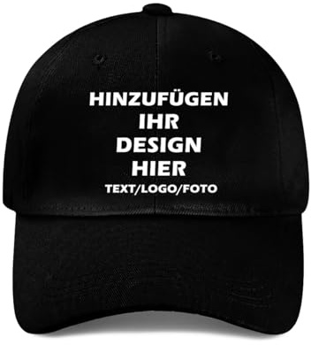 ROHBVMN Basecap personalisiert für Herren & Damen mit Foto/Logo/Text | Verstellbare Trucker Cap | Mesh Cap selbst gestalten | Baseball Cap Männer Frauen | Snapback Schildkappe Schwarz