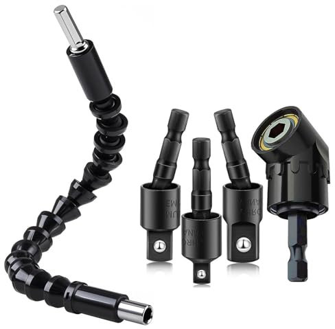 Adattatore per avvitatore angolare da 105° con adattatore esagonale da 1/4, 1/2, 3/8 e prolunga per trapano da 295 mm, set di cacciaviti angolari per avvitatore a mano, avvitatore elettrico
