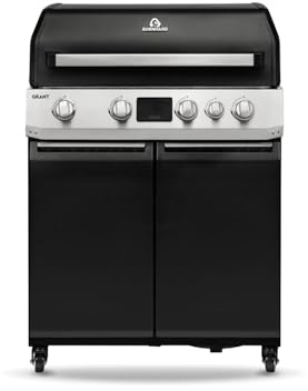 BURNHARD® Gasgrill 4-Brenner Modulargrill mit Gusseisen-Rosten & Türen | Edelstahl & Alu-Druckguss, Infrarot Heckbrenner, LED Display, 17,7 kW, erweiterbar, BBQ Grill, GRANT Base