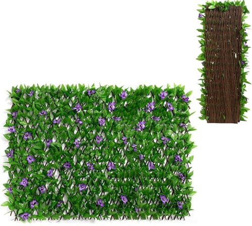 Era Finta da Esterno,Recinzione espandibile per Patio,siepe Finta per Recinzione，Foglie, telescopica,edera Artificiale espandibile, per la Privacy, per Balcone, Patio, Esterni (A)