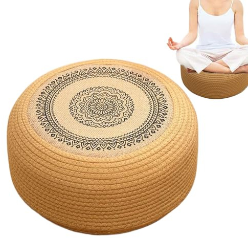 Cojín del Piso: Cojín De Paja con Mechones, Almohadilla Portátil Asiento Futón | Colmena Tatami Hecha A Mano, Amortiguación Transpirable para La Piel Meditar El Yoga En Hogar Oficina Aula