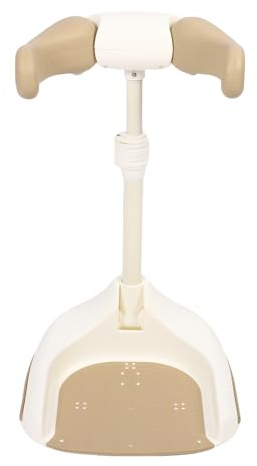 PUNELE Baby Bath Stand Stand höjdfäste justerbar hopfällbar halkfri plast säker plast för småbarn med charmig design 40 x 33,5 cm (kaki)
