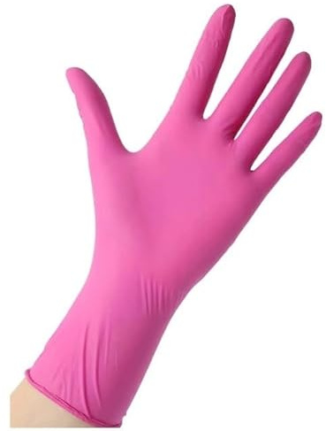 Guanti monouso in nitrile fucsia da 20/50/100 pezzi, senza lattice, 3,5 mil, for lavori di sicurezza, for donne, giardinaggio, cucina, salone(Rose Red 20PCS,S)