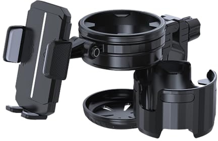Portavasos para cochecito de bebé con soporte para teléfono, soporte universal 3 en 1, soporte para taza de café, leche, bebida, conversión de 2 tazas para cochecito, silla de ruedas, andador, scooter