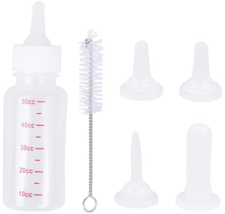 MERRYHAPY Pet Nursing Bottle with Replacement Silicone Nipples and Cleaning Brush Transparent Milk Feeder for Small Dogs Cats Rabbits Portable Feeding Kit for Newborn to Large Pets