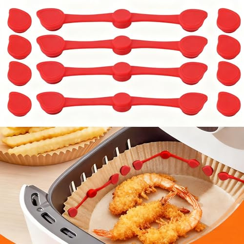 12Pcs Aimant pour Air Fryer Airfryer Silicone Alimentaire Magnetic Clasp Attaches Aimantées for Parchment Paper Boucles Magnétiques Fermoir Cuisson Magnetique Clips Réutilisables Empêche de Brûler