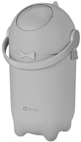 LIONELO Purebin Blöjhink 10L med Universella Påsar, Luktfri Tätslutande Design, Ingen Refill Behövs, Enhandshantering för Snabb Kassering, Hygienisk och Lätt att Rengöra, för Barnrum och Badrum, Grå