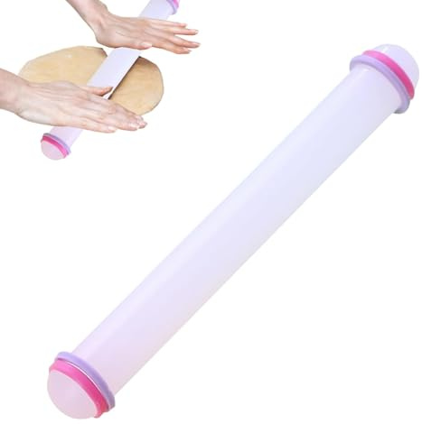 9 Inch Fondant Rolling Pin, Non-Stick, Adjustable, White Plastic Rolling Pin for Baking and Cake Decorations