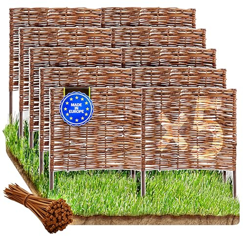 Wicker garden 5er Beetbegrenzung aus Weide - 120 x 40 cm Weidengeflecht für Beete, Rasen und Gartenwege - Natürliche Abgrenzung Gartenzaun Weidezaun - vielen Größen