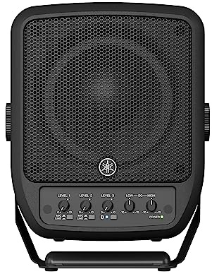 Yamaha STAGEPAS 100BTR mkII Tragbares Soundsystem – 100 W Class-D-Amp, koaxialer Lautsprecher, 3-Kanal-Mixer, Multipoint-Bluetooth-Konnektivität, USB-C, Akku inklusive – Schwarz