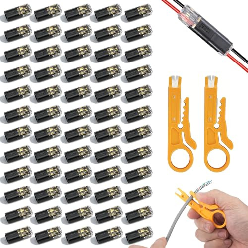 Veszoen 60 Pezzi Connettori per Cavi Auto Impermeabili a 2 Poli, Spina a 2 Pin, Connettore 12V per Cavi 18-22 AWG Crimp, Connettori per Cavi, Spina per Auto Impermeabile