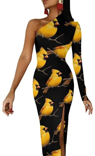 Vestido largo de media manga con abertura y hombros descubiertos para mujer, vestido de cóctel, Estilo:, XS