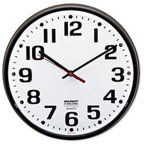Skilcraft Quartz Wall Clock Slimline - Plastic Frame - 12-3/4 Diameter - Brown Case/White Face, Black, 6645-01-046-8849