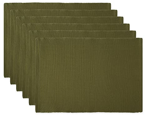 DII Basic Everyday Ribbed Tabletop 100% Cotton, Placemat Set, 13x19, Sage, 6 Piece
