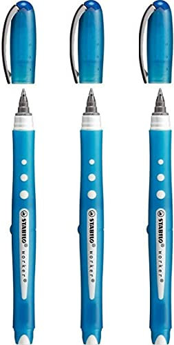 Stabilo Worker Tintenroller, farbig, 0,5 mm, blau (3 Stück)