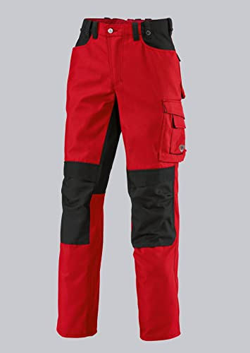 BP Workwear 1789-555-81 Arbeitshose - Gummizug im Rücken - Bundfalten - Normale Passform - Größe: 56n - Farbe: rot/schwarz