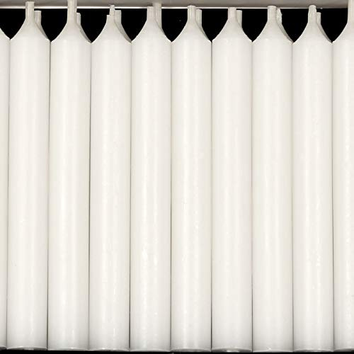 20 Baumkerzen durchgefärbt 110mm x Ø 13mm - Kerzen mit rückstandsfreiem Abbrand, 2,5h Brenndauer, rußarm, geruchsneutral, Farbe:Weiss