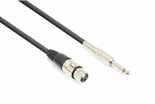 VONYX 177.740 Professional DJ Disco Cable 6m - XLR Female to 6.3mm Mono Jack Signal Lead, Flexible Microphone Audio Cord, Metal Connectors for PA, Studio & Stage Equipment