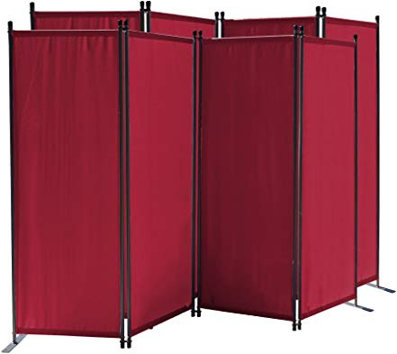 QUICK STAR 2 Stück Paravent 4 Teilig 165 x 220 cm Rubinrot - Garten & Balkon Sichtschutz Stellwand Innen & Außen - Raumteiler Trennwand Faltbar Blickdicht & Wetterfest