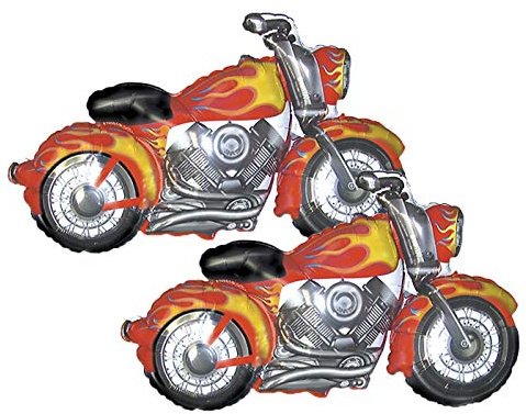Set of 2 Flaming Red Motorcycle Jumbo 45 Foil Party Balloons
