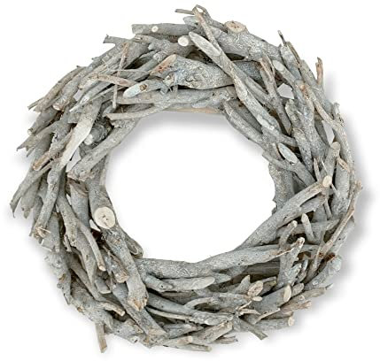 Holz Kranz Kalk-weiß Ø 40cm Äste Zweige Türkranz Tisch-Deko Tür-Kränze