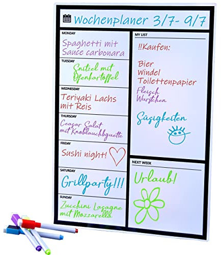 Planificador semanal magnético Pizarra magnética para la nevera Planificador diario Pizarra blanca semanas escribibles Calendario Planificador familiar