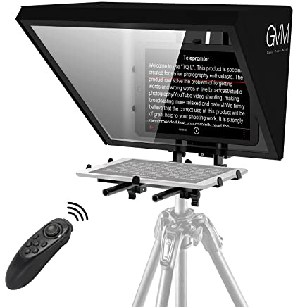 GVM Téléprompteurs pour iPad, Tablette, Appareil Photo Reflex numérique, kit de téléprompteur Portable de 45,7 cm avec télécommande et Application, constructions en Aluminium Massif, Spectroscope