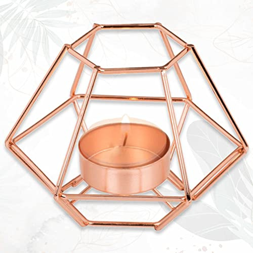 mtb more energy Deko Metall Teelichthalter - Rosegold - Höhe 10 cm - Dekoration Kerzenhalter Geometrisch Gitter Scandi Style