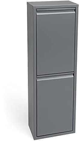 SVITA V2X15 Mülleimer 30 Liter (2 x 15L) Abfallsammler Abfalleimer Mülltrennung vertikal Ordnung universal Küchen-Eimer (Grau)