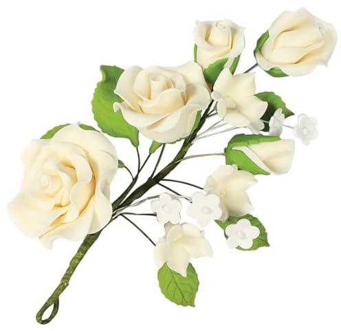 Culpitt Ivory Rose Flower Spray Cake Topper, 145mm | Non-Edible But Food-Safe, Use With A Posy Pick, Ideal For Wedding & Celebration Cakes