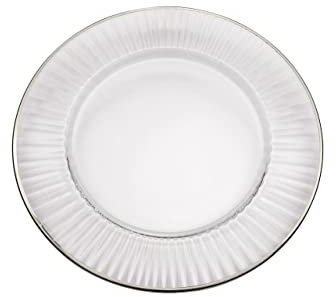 SWEET HOME Sottopiatto in Vetro Trasparente Filo Argento Banda Decorata a Pieghe cod.SV00312LU cm 1h diam.32 by Varotto & Co.