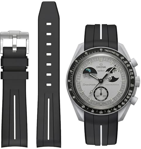 BONACE För Omega x Swatch MoonSwatch/Rolex Watch/SEIKO Watch 20 mm, silikonersättningsband för Omega X Swatch Moonswatch Speedmaster Watch utan mellanrum, 20mm, gummi, rostfritt stål, Ingen ädelsten