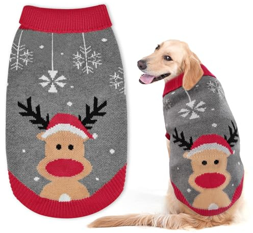 FWLWTWSS Weihnachten Hundepullover, Winter Warmer hundepulli Sweater mit Rollkragen, Geschenke für kleine und mittelgroße Hunde X-Large
