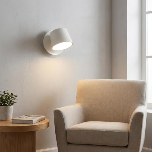 BARCELONA LED Aplique LED KOP 6W Blanco Orientable 2700K | Metal lacado mate, IP20 interior, 118x118x118 mm, 520 lm, lectura nocturna, 220-240V AC