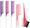 wohn&lebe 5 Stücke SträHnenkamm, Strähnchen Comb 3 Farbe Hair Strähnenkamm Doppelseitiger Backölkamm Stielkamm Nadelstiel Friseur Kamm, Professionelle Antistatische Highlight Kamm für Färben Styling